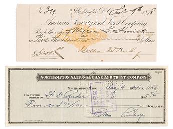 (PRESIDENTS.) Group of 4 checks, each Signed, two as President, most additionally accomplished in holograph.